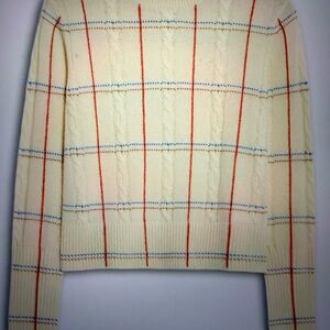 NWT GUEST IN RESIDENCE CASHMERE SHRUNKEN CHECK CREWNECK SWEATER